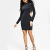 Bar III Women's Sparkling Cut-Out Long-Sleeve Mini Dress, Created For Macy's