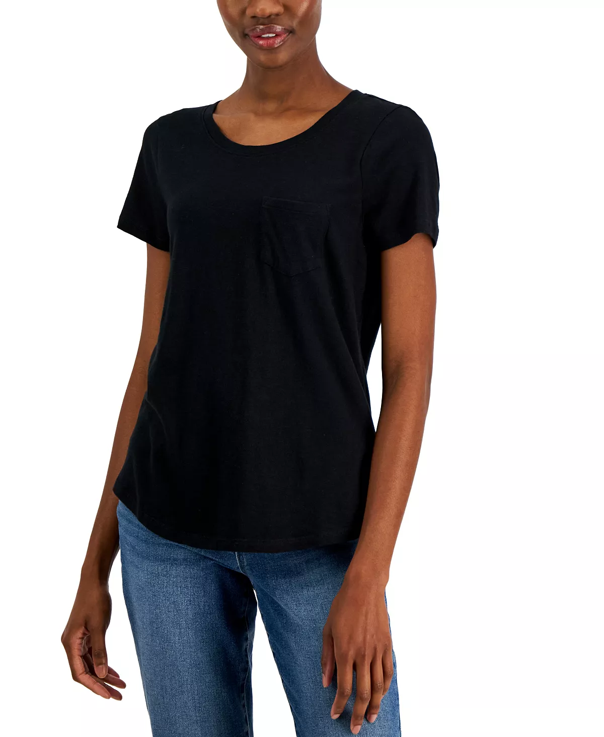 Style & Co Women's Scoop-Neck Short-Sleeve Pocket T-Shirt, Created For Macy's 2 Style & Co Women's Scoop-Neck Short-Sleeve Pocket T-Shirt, Created For Macy's - Image 2