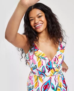 Bar III Women's Sleeveless Midi Wrap Ruffle Dress, Created For Macy's -Anne Klein Sales Store 22997773 fpx