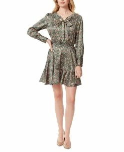 Jessica Simpson Women's Davina Floral-Print Tie-Neck Mini Dress