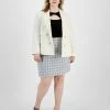 Bar III Plus Size Faux Double Breasted Blazer, Twist-Neck Sweater & Tweed Skirt, Created For Macy's