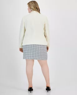 Bar III Plus Size Faux Double Breasted Blazer, Twist-Neck Sweater & Tweed Skirt, Created For Macy's -Anne Klein Sales Store 23021799 fpx