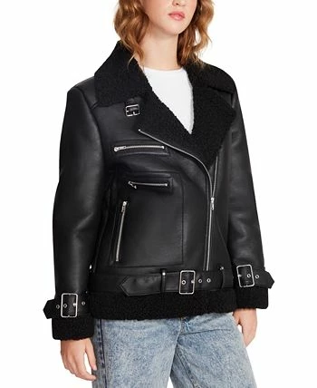 Steve Madden Women's Quinn Faux Leather Lined Moto Jacket 3 Steve Madden Women's Quinn Faux Leather Lined Moto Jacket - Image 3