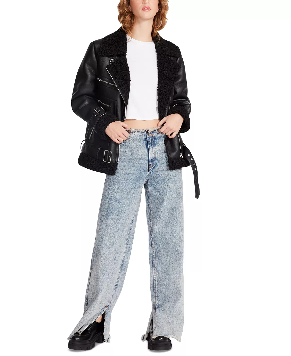 Steve Madden Women's Quinn Faux Leather Lined Moto Jacket 4 Steve Madden Women's Quinn Faux Leather Lined Moto Jacket - Image 4