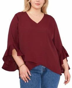 Vince Camuto Plus Size Flutter-Sleeve Top