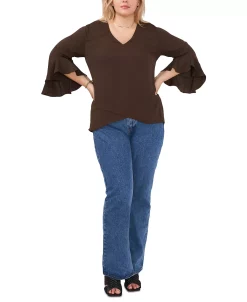 Vince Camuto Plus Size Flutter-Sleeve Top -Anne Klein Sales Store 23024260 fpx