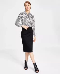Bar III Women's Animal-Print Button-Up Shirt, Created For Macy's -Anne Klein Sales Store 23033343 fpx