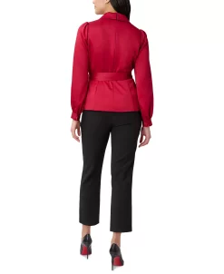 Adrianna Papell Women's Shawl-Collar Tie-Waist Wrap Shirt -Anne Klein Sales Store 23033728 fpx