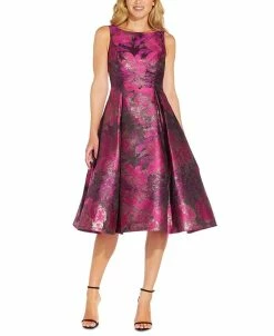 Adrianna Papell Women's Jacquard Tea-Length Dress
