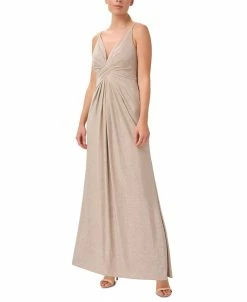 Adrianna Papell Women's Sleeveless V-Neck Twist-Front Gown