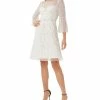 Adrianna Papell Women's Illusion-Detail Flare-Sleeve A-Line Dress