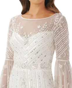 Adrianna Papell Women's Illusion-Detail Flare-Sleeve A-Line Dress -Anne Klein Sales Store 23034071 fpx