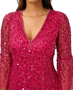 Adrianna Papell Women's Beaded Bell-Sleeve Sheath Dress -Anne Klein Sales Store 23034278 fpx
