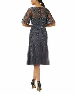 Adrianna Papell Embellished Flutter-Sleeve A-Line Dress 8 Adrianna Papell Embellished Flutter-Sleeve A-Line Dress -Anne Klein Sales Store 23034434 fpx