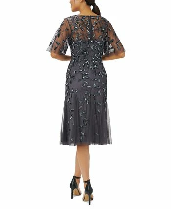 Adrianna Papell Embellished Flutter-Sleeve A-Line Dress 3 Adrianna Papell Embellished Flutter-Sleeve A-Line Dress - Image 3