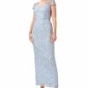 Adrianna Papell Embroidered Metallic Gown