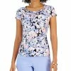 Kasper Women's Floral Cowl-Neck Short-Sleeve Top
