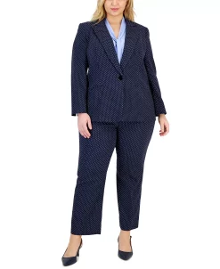 Kasper Plus Size Stretch Jacquard Dot-Print Blazer -Anne Klein Sales Store 23045979 fpx