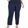 Kasper Plus Size Dot-Print Jacquard Ankle Pants