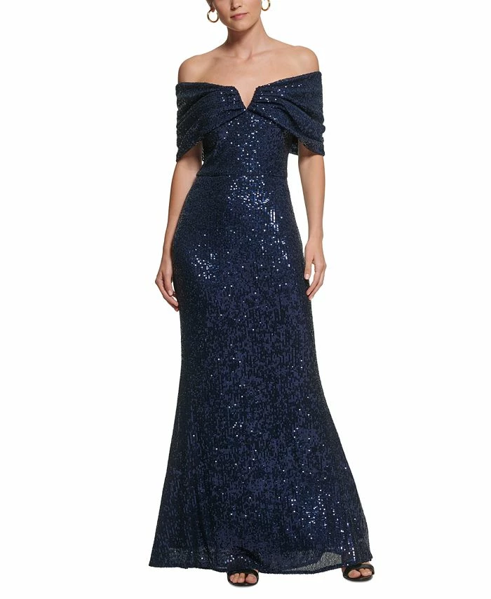 Vince Camuto Women's Off-The-Shoulder-Neckline Sequin Gown 1 Vince Camuto Women's Off-The-Shoulder-Neckline Sequin Gown