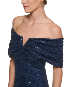 Vince Camuto Women's Off-The-Shoulder-Neckline Sequin Gown 8 Vince Camuto Women's Off-The-Shoulder-Neckline Sequin Gown -Anne Klein Sales Store 23047982 fpx