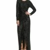 Vince Camuto Women's Long-Sleeve Ruffle-Front Sequin Dress