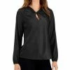 Kasper Women's Twisted Keyhole-Neck Long-Sleeve Top