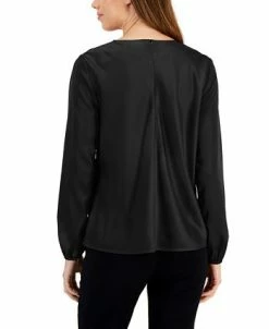 Kasper Women's Twisted Keyhole-Neck Long-Sleeve Top -Anne Klein Sales Store 23074132 fpx