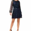 Papell Studio Women's Round-Neck Long-Sleeve Sequin Dress