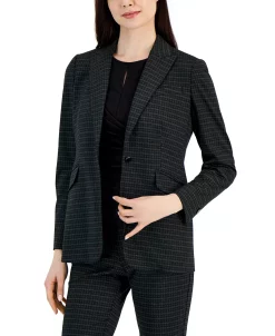 Anne Klein Women's Harmony-Knit Asymmetric Faux-Wrap Keyhole Top -Anne Klein Sales Store 23098606 fpx