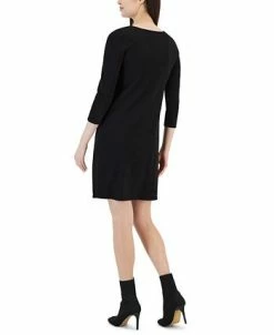 Anne Klein Women's Studded 3/4-Sleeve Fit & Flare Sweater Dress -Anne Klein Sales Store 23099104 fpx