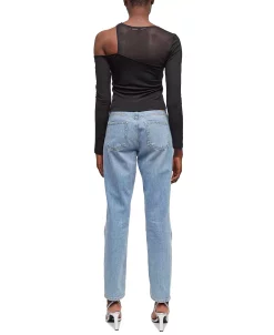 French Connection Asymmetrical One-Shoulder Mesh Neckline Top -Anne Klein Sales Store 23100689 fpx