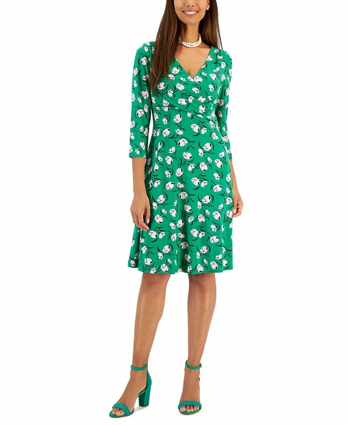 Kasper Women's Maura Printed Surplice-Neck Dress 1 Kasper Women's Maura Printed Surplice-Neck Dress
