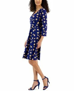 Kasper Women's Maura Printed Surplice-Neck Dress -Anne Klein Sales Store 23109768 fpx