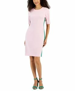 Kasper Women's Ellen Crewneck Side-Stripe Shift Dress