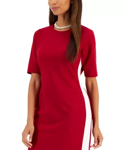 Kasper Women's Ellen Crewneck Side-Stripe Shift Dress 10 Kasper Women's Ellen Crewneck Side-Stripe Shift Dress -Anne Klein Sales Store 23109861 fpx
