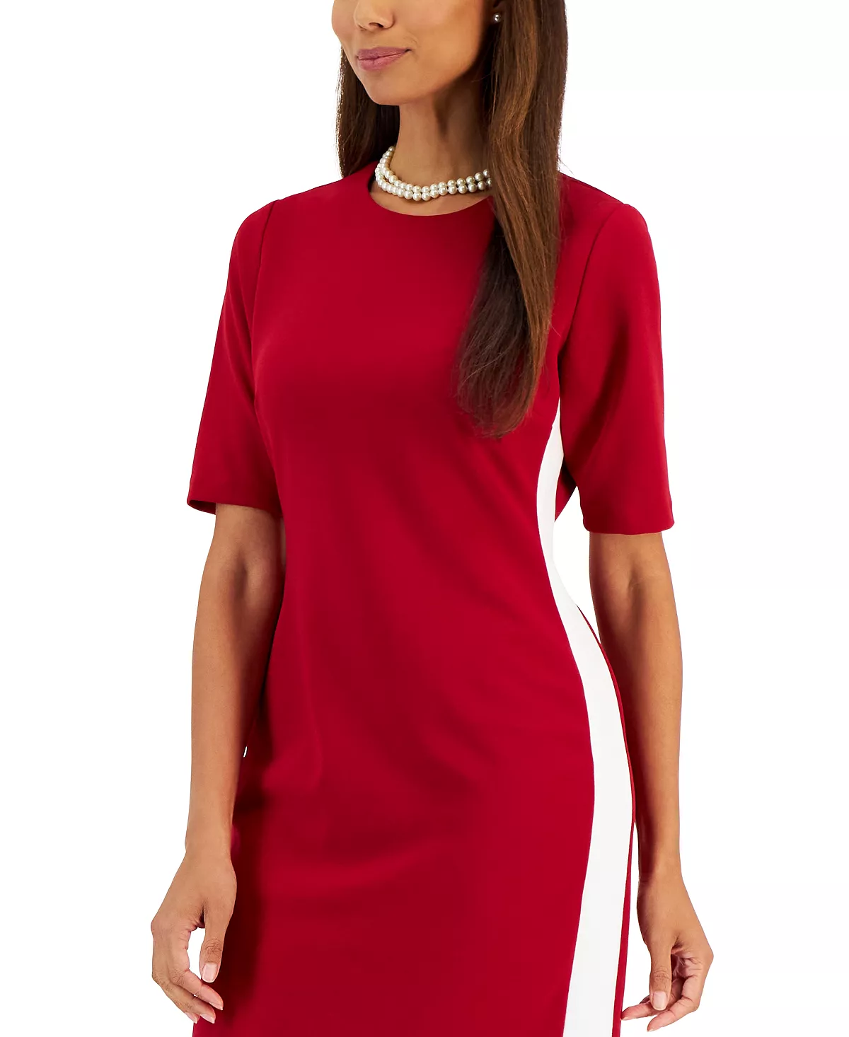 Kasper Women's Ellen Crewneck Side-Stripe Shift Dress 4 Kasper Women's Ellen Crewneck Side-Stripe Shift Dress - Image 4