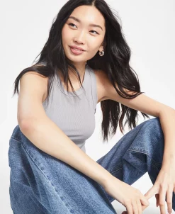 And Now This Women's Sleeveless Crewneck Ribbed Tank Top -Anne Klein Sales Store 23109930 fpx