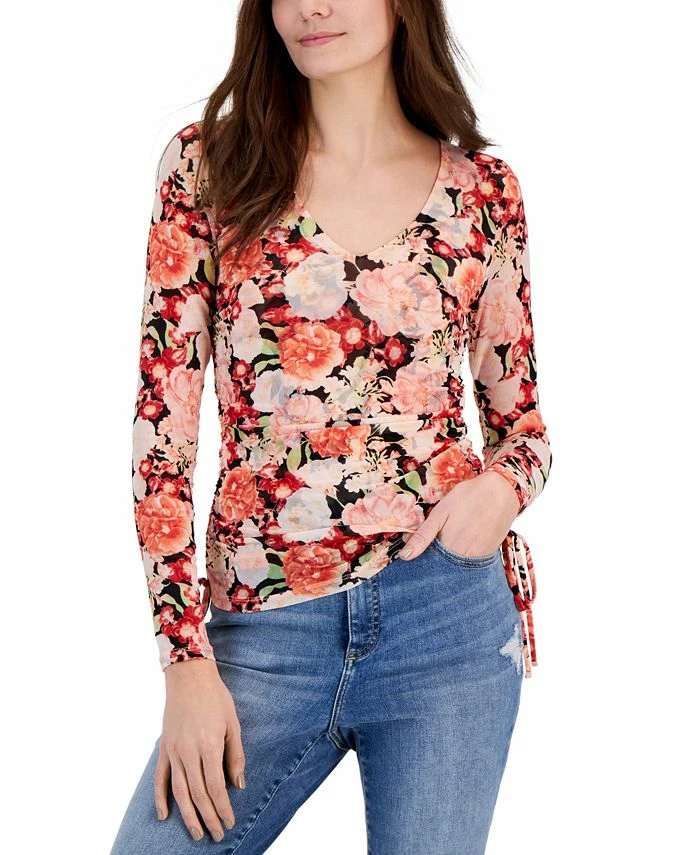 INC International Concepts Women's Printed Mesh Side-Tie Top, Created For Macy's 1 INC International Concepts Women's Printed Mesh Side-Tie Top, Created For Macy's