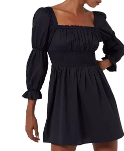 French Connection Women's Sindy Cotton Sateen Smocked Mini Dress -Anne Klein Sales Store 23111028 fpx