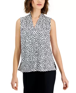 Alfani Women's Pleated V-Neck Sleeveless Top, Created For Macy's -Anne Klein Sales Store 23111842 fpx