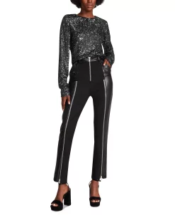 Steve Madden Women's Carson Mixed-Media Zipper-Trim Pants -Anne Klein Sales Store 23136863 fpx