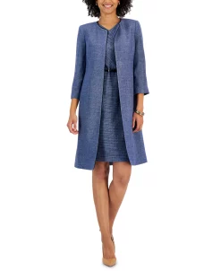 Kasper Women's Collarless 3/4-Sleeve Tweed Topper Jacket 8 Kasper Women's Collarless 3/4-Sleeve Tweed Topper Jacket -Anne Klein Sales Store 23147216 fpx