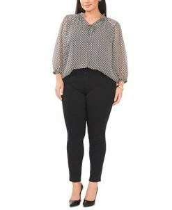 Vince Camuto Plus Size Printed Split-Neck Peasant Top -Anne Klein Sales Store 23149461 fpx