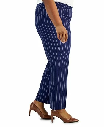 Kasper Plus Size Pinstriped Mid-Rise Straight-Leg Pants 3 Kasper Plus Size Pinstriped Mid-Rise Straight-Leg Pants - Image 3