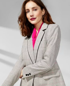 Anne Klein Women's Plaid Notched-Collar Blazer -Anne Klein Sales Store 23151400 fpx