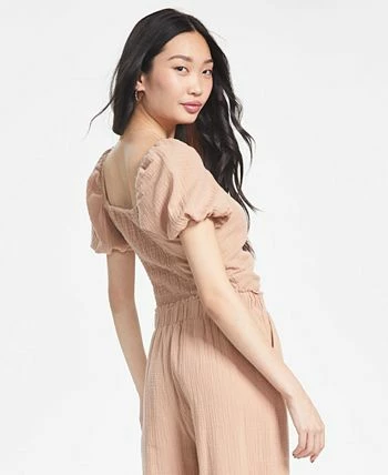 And Now This Women's Ruched Front Puffed Sleeve Textured Top 2 And Now This Women's Ruched Front Puffed Sleeve Textured Top - Image 2