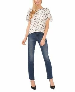Vince Camuto Women's Printed Crewneck Petal-Sleeve Blouse -Anne Klein Sales Store 23186100 fpx