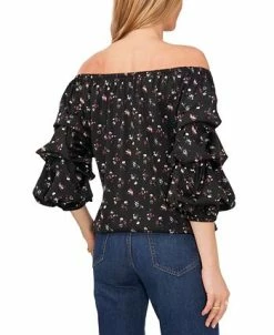 Vince Camuto Women's Printed Off-the-Shoulder Bubble-Sleeve Blouse -Anne Klein Sales Store 23186180 fpx