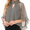 Vince Camuto Women's Printed Mock-Neck Keyhole Fan-Sleeve Blouse
